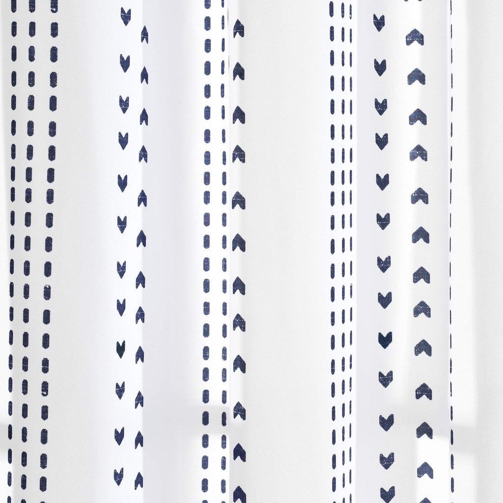 Hygge Stripe Window Curtain Panel Pair, 95" Long x 52" Wide, Navy & White