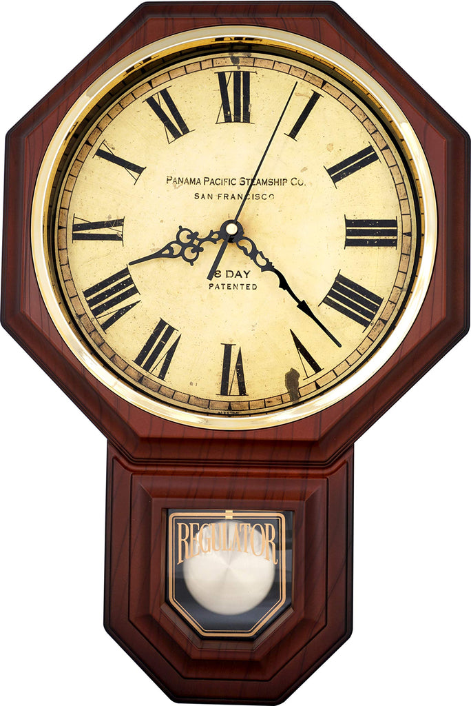 Traditional Schoolhouse Classic Vintage Roman Regulator Wall Clock, Chiming Wall Clocks with Pendulum & Westminster