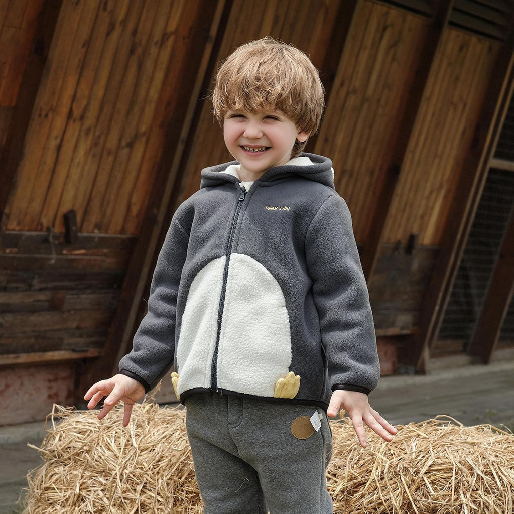 Toddler Hooded Polar Fleece Jacket Animal Shaped Winter Coat