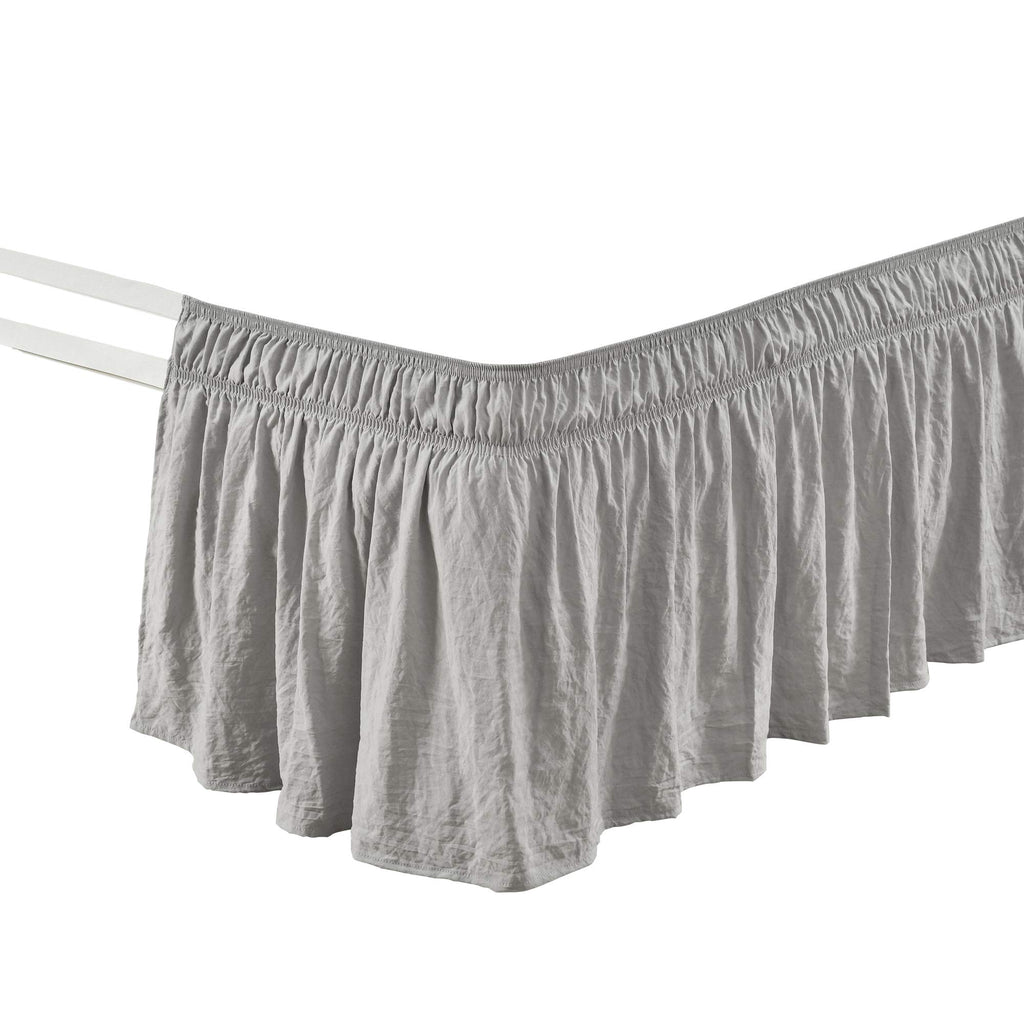 Ruched Ruffle Elastic Easy Wrap Around Bed Skirt Single Queen/King/Cal King Light Gray - Queen Bed Skirt - Dust