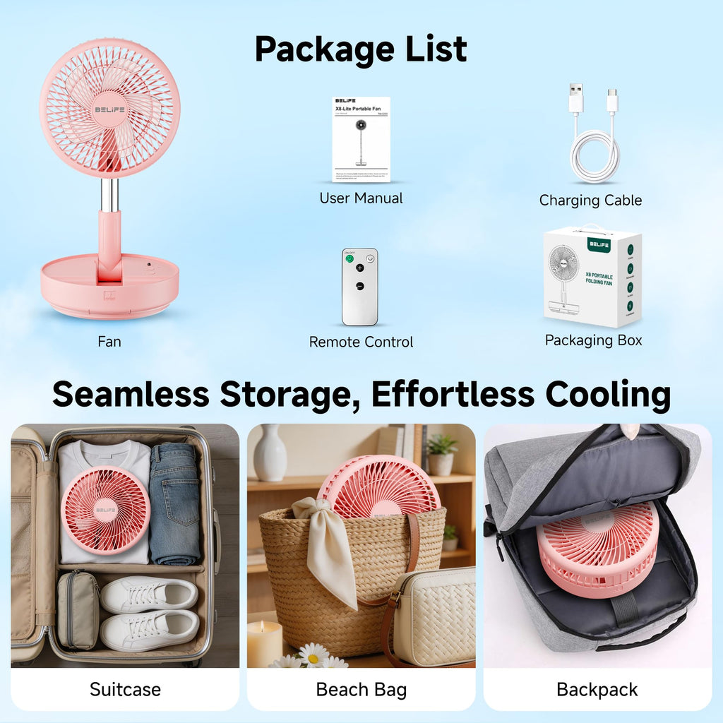 X8 Portable Oscillating Camping Fan for Travel