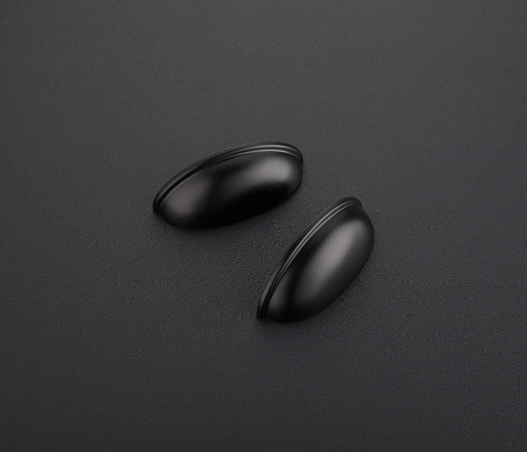 Matte Black Drawer Pulls Cabinet Cup Pulls 3 Inch 3 Pack
