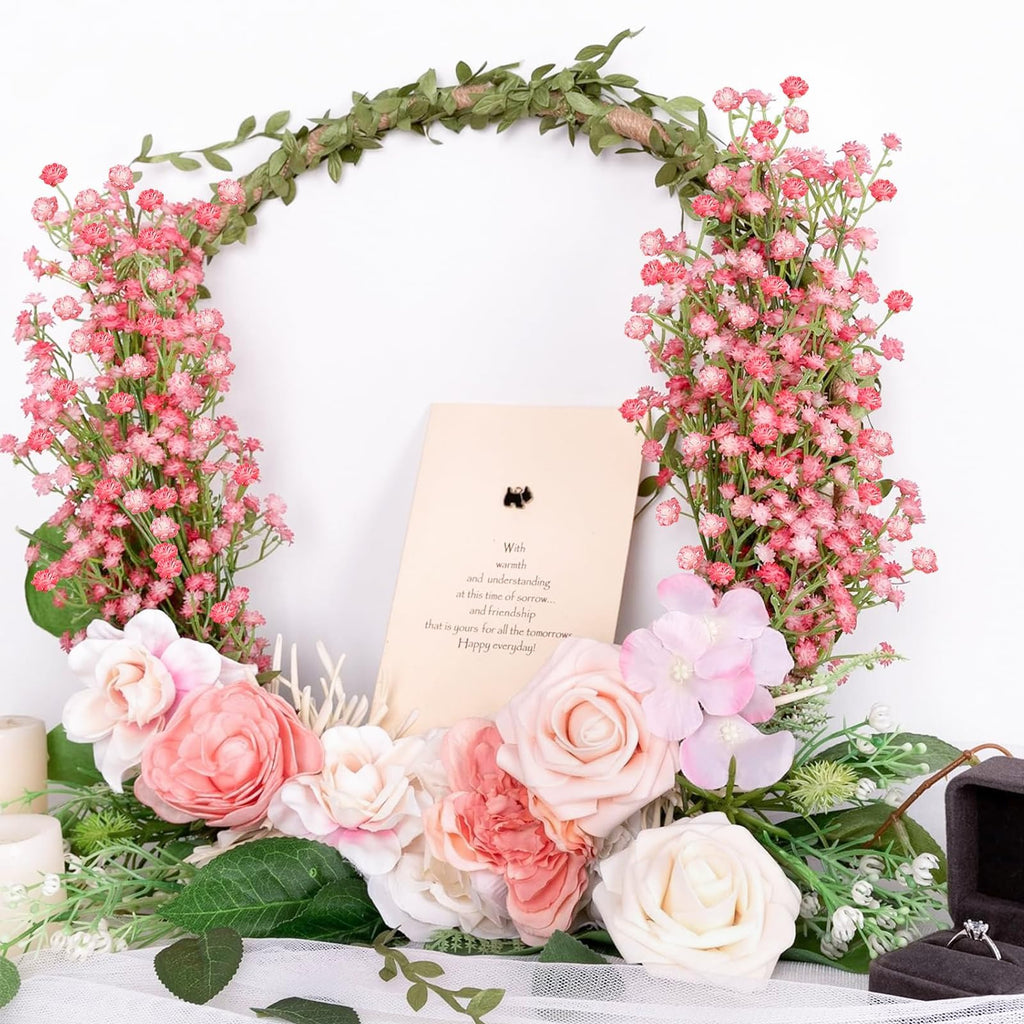 24Pcs Babys Breath Artificial Flowers Bulk, Pink