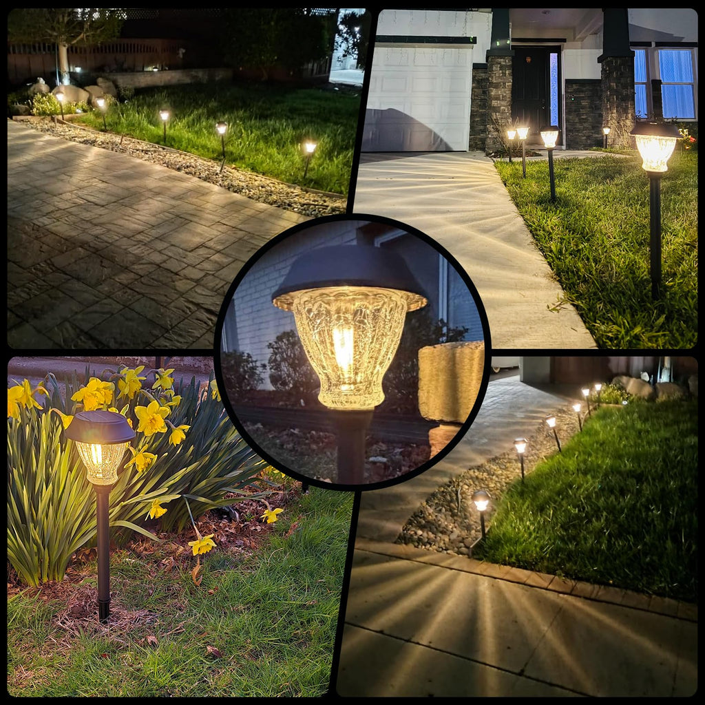 Solar Pathway Lights Outdoor, 8 Pack Warm White Solar Garden Lights