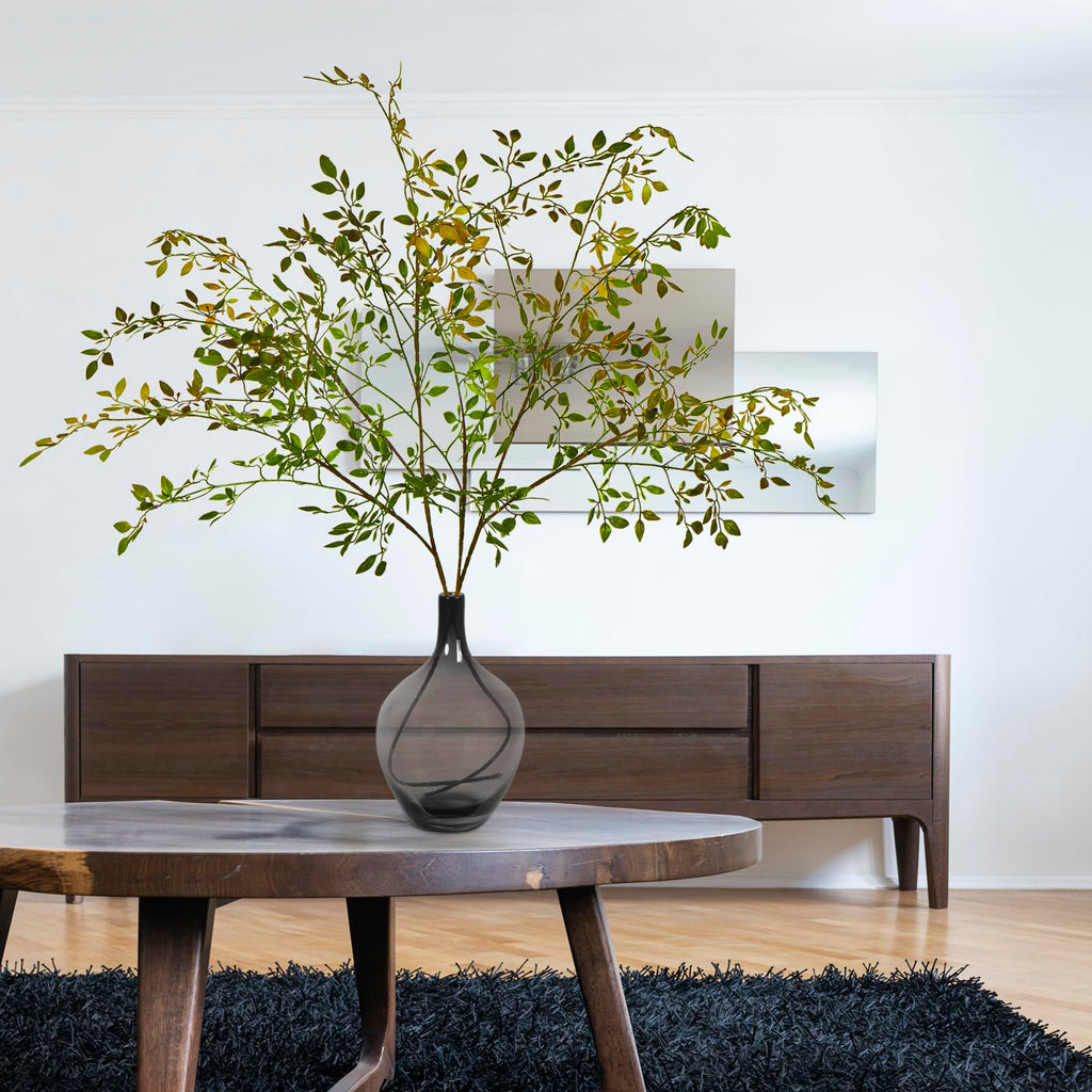 Artificial Greenery Stems, 43.3" Nandina Branches Tall Faux Plant Stems for Vase, Greenery Decor Stems Leaves Bunches