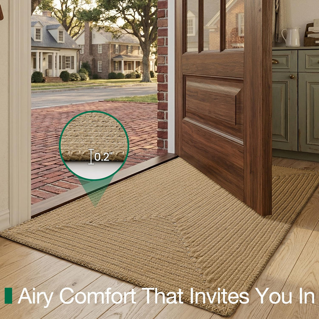 Natural Jute Indoor Door Mat, 24 x 36, Non-Slip Handwoven Entryway Mat
