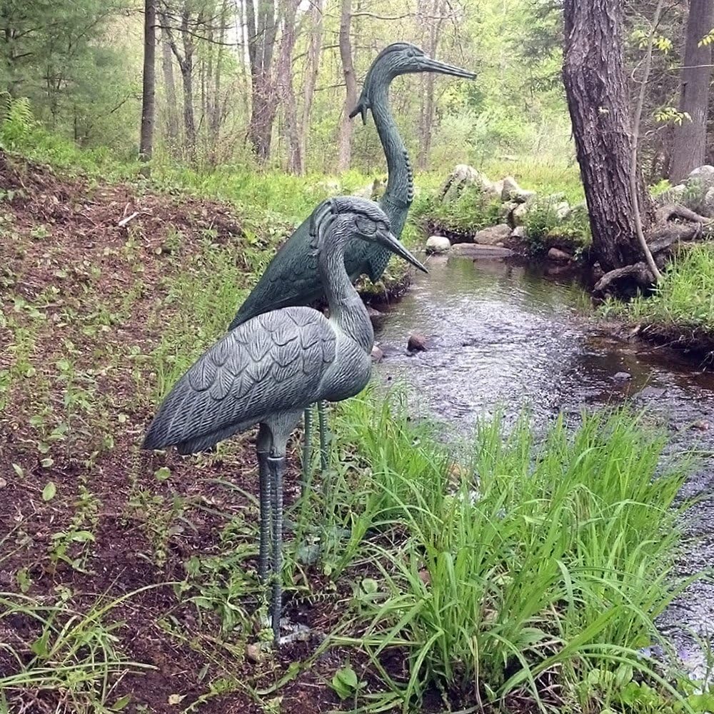 Great Blue Heron Garden Statue