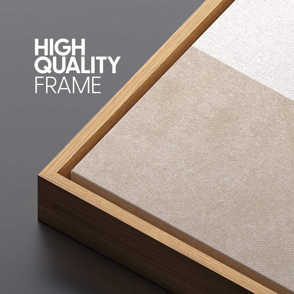 Extra Large Framed Canvas Print Wall Art Minimalist Line Art Curved Line Pattern in Neutral Beige Tones Geometric