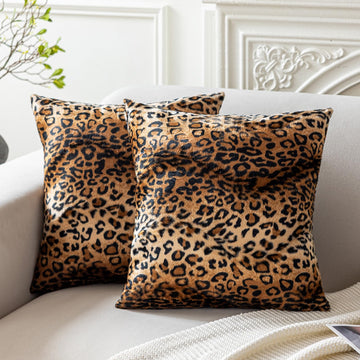Cheetah Print Velvet Euro Pillow Sham Covers 24x24, Leopard Room Decor, Large