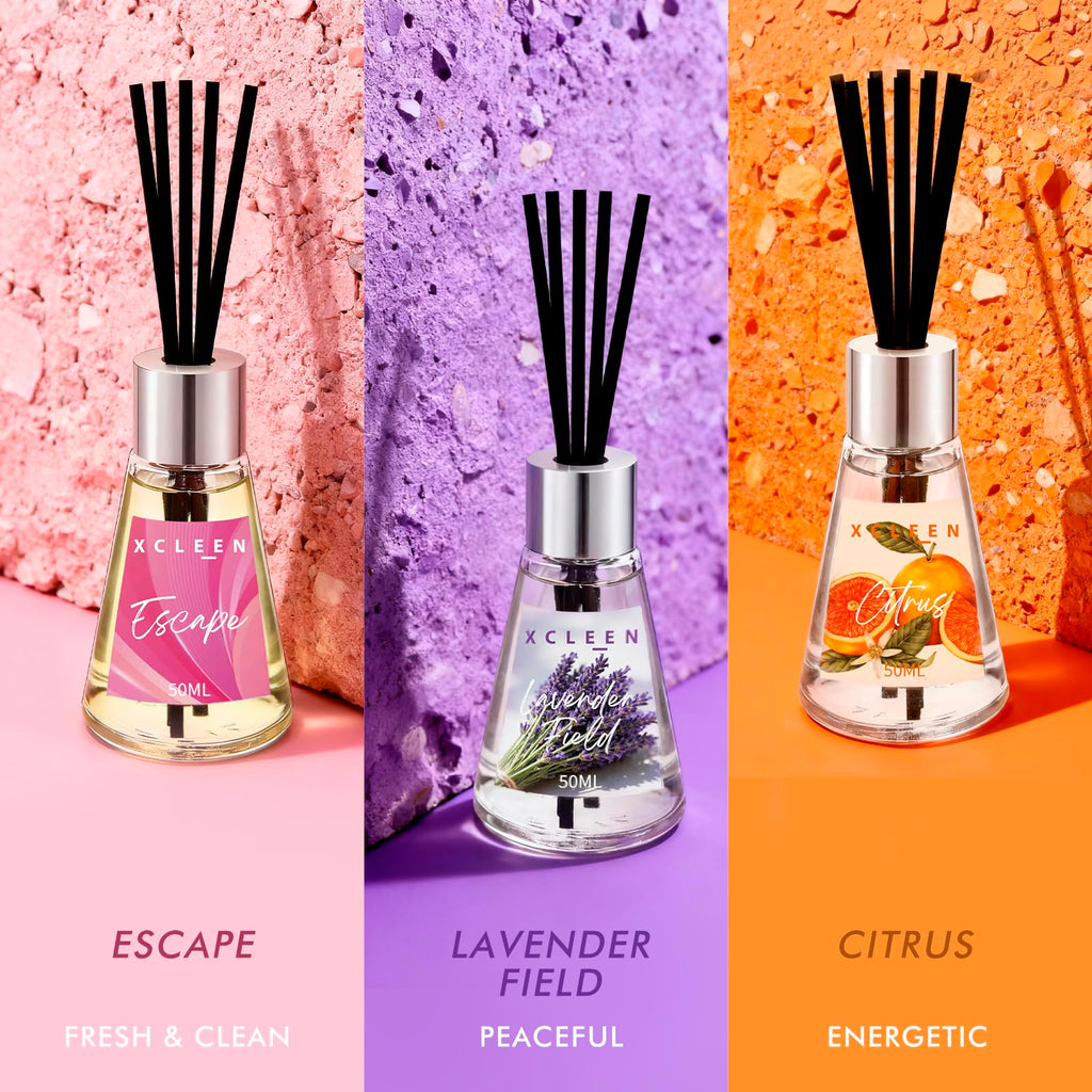 Reed Diffuser of 3 Pack, Escape Lavender Citrus Oil Diffusers with Sticks, Reed Diffusers Bathroom Bedroom, Each