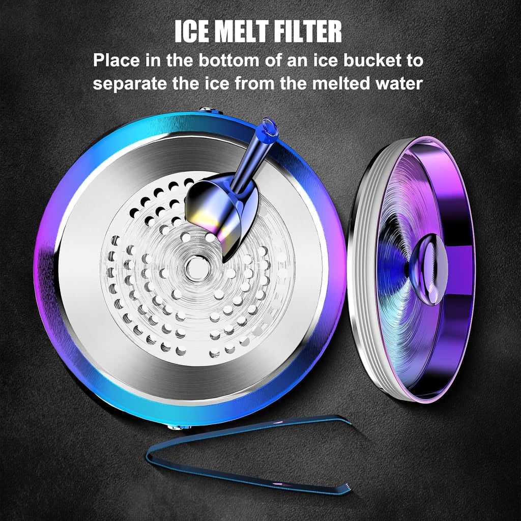 Ice Bucket with Lid, Scoop, Tongs, and Strainer, 3 L Stainless Steel Double Wall Insulated Ice Bucket for Parties