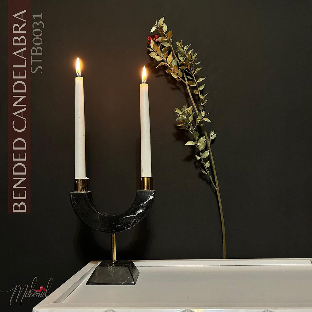 Bended candelabra (7.50 inch, Full set, Home Décor, Luxury candle holder,Handmade Marble Decoration, Natural Marble)