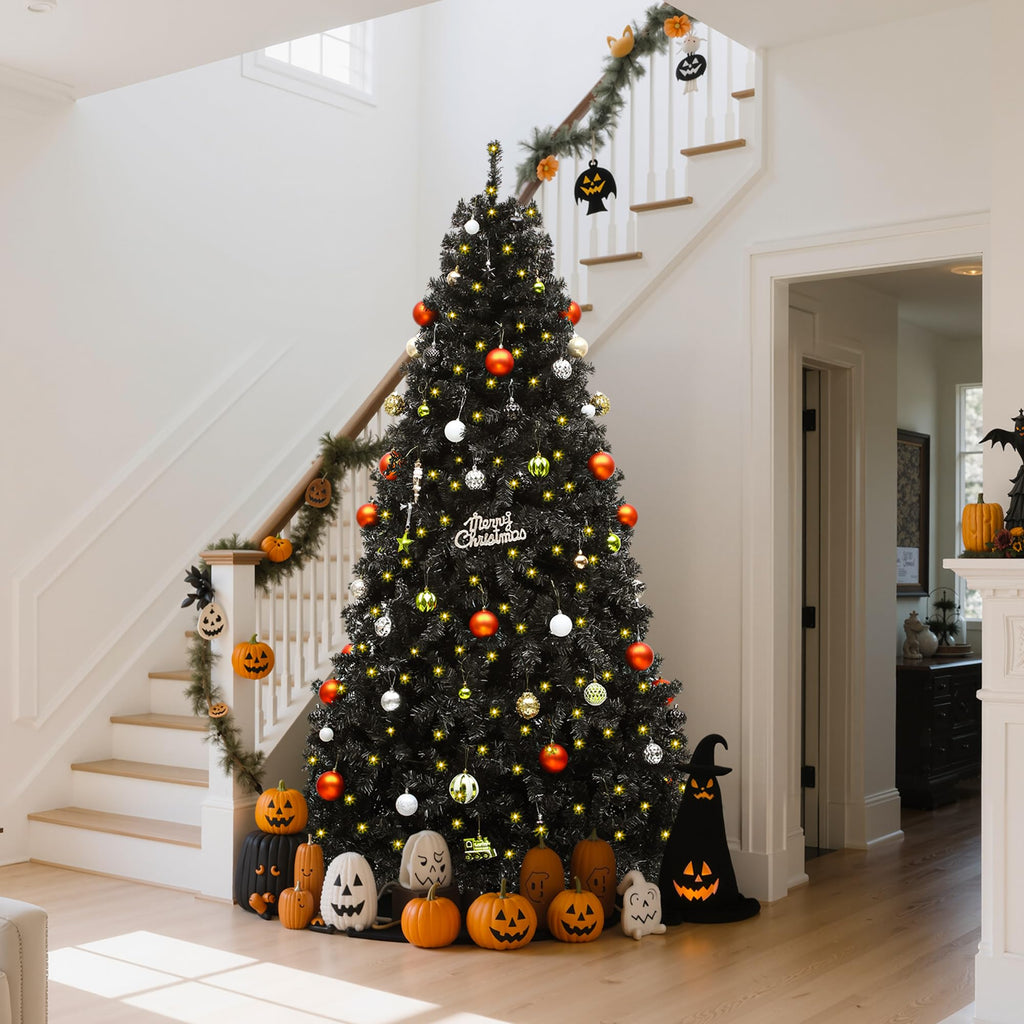 7.5ft Prelit Black Christmas Tree with Remote & 11 Light-Modes