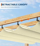 Modern Aluminum Outdoor Pergola with Retractable Canopy and Mesh Sides, Faux Wood Grain, Waterproof Gazebo for Patio