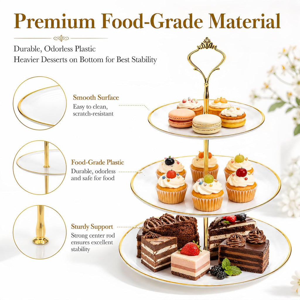 Cupcake Stand, Tiered Serving Tray for Dessert Display - Set of 3
