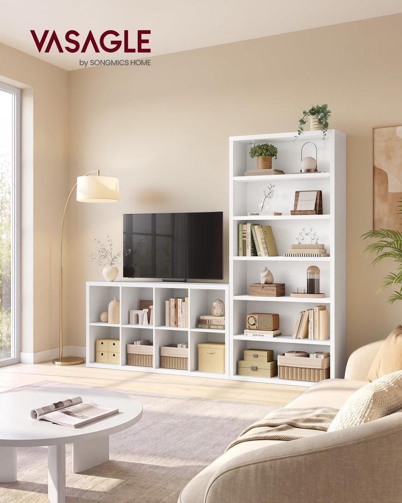 6-Tier Bookshelf, Minimalist Bookcase with Adjustable Shelves