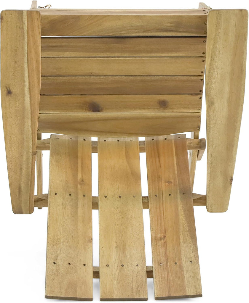 Foldable Adirondack Chair, Weather Resistant Wood Patio Outdoor Club Chair for Porch, Deck & Garden, Natural