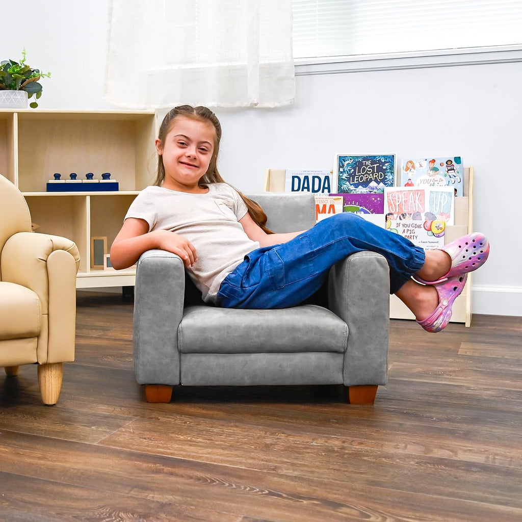 Upholstered Toddler Chair for Classroom, Chair, Grey