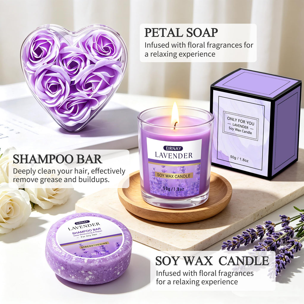 Gift for Women, Spa Gift Baskets for Women, 15Pcs Lavender Bath and Body Set