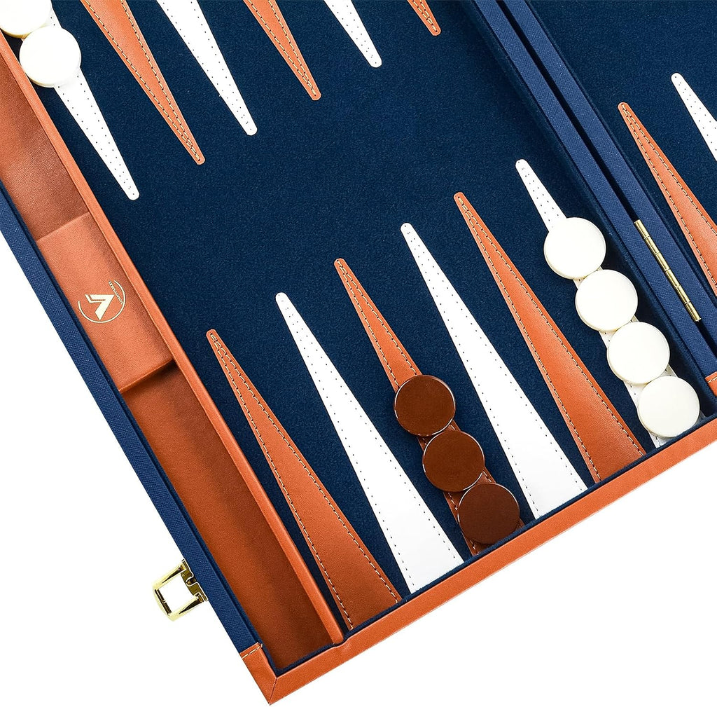 Premium Backgammon Sets for Adults, 17.5 Inch Large Backgammon Board Games, Portable PU Leather Travel Backgammon Set