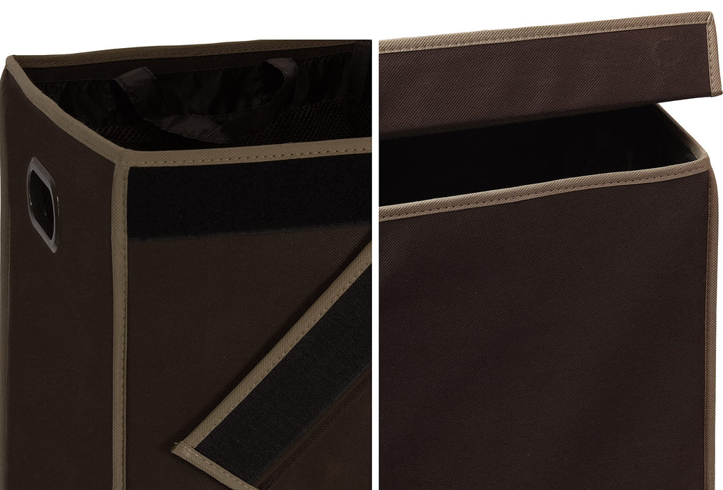 Double Laundry Hamper with Lid & Removable Bags, Brown