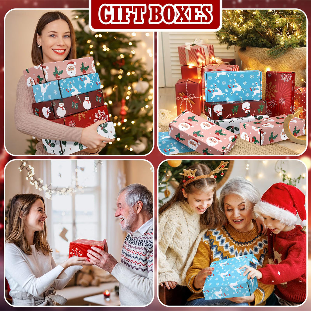 25 Pcs Christmas Shipping Gift Boxes Small Holiday Mailing Cardboard Gifts Boxes Christmas Shipping Packaging Cases