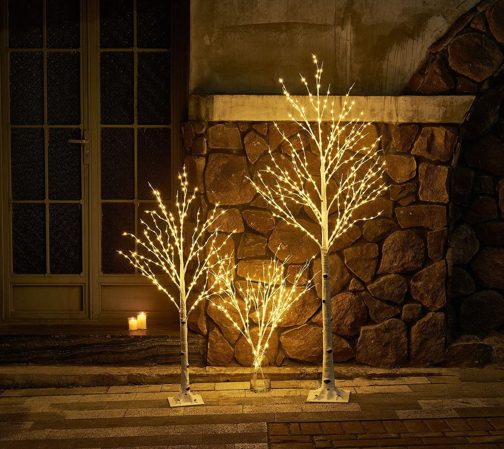 Lighted Twig Birch Tree Plug in with 8 Functions 4FT 200 Warm White and Multi Color LED Lights for Indoor Outdoor