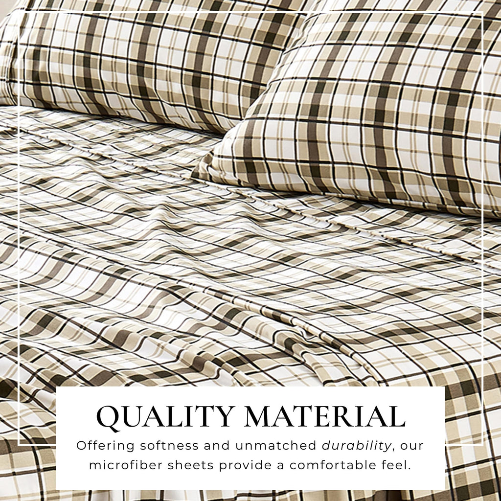 Printed Microfiber Sheet Set - 3-Piece Ultra-Soft, Brushed Bedding Sheets & Pillowcases - Wrinkle & Fade