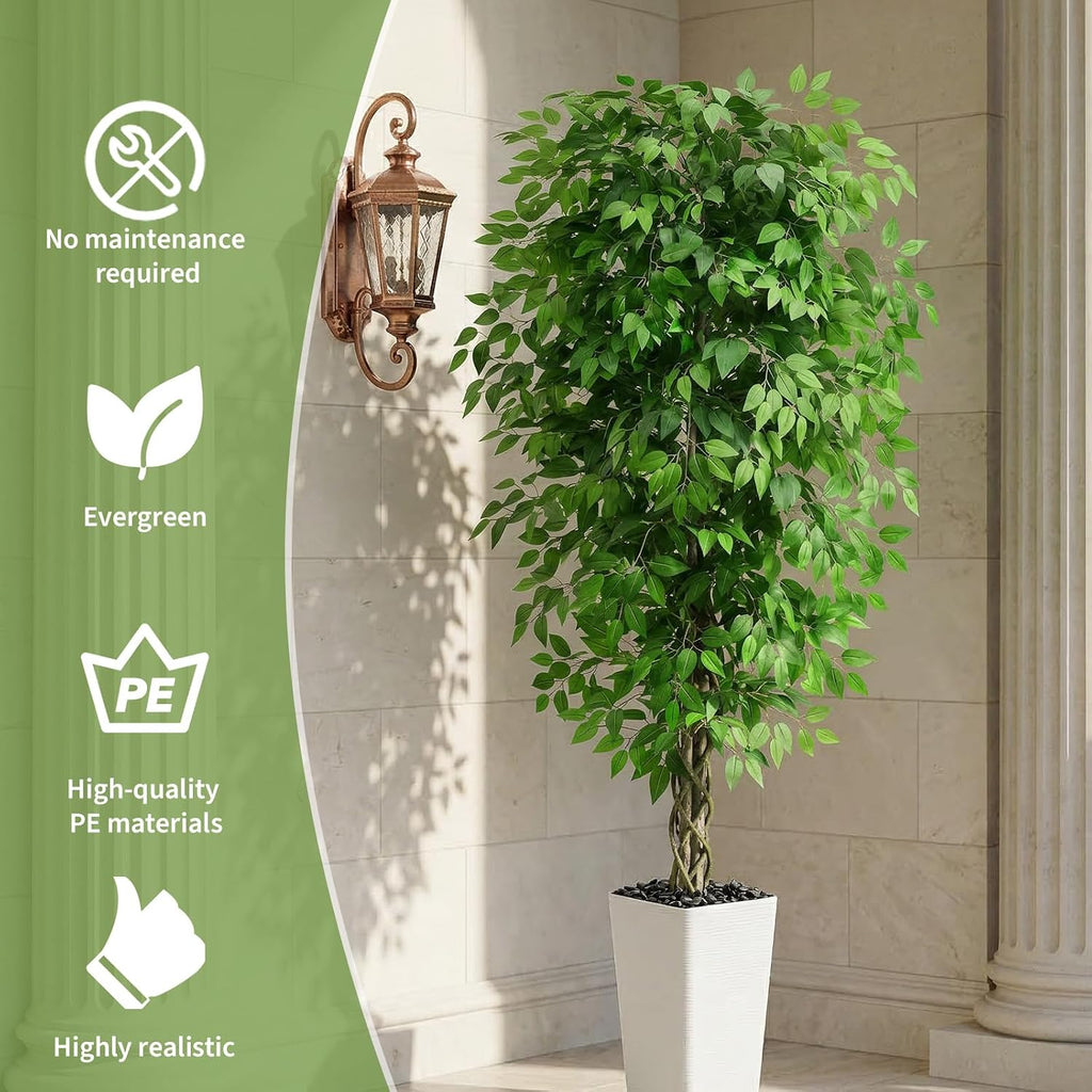 Artificial Ficus Tree Indoor, 6FT Realistic Large Fake Trees