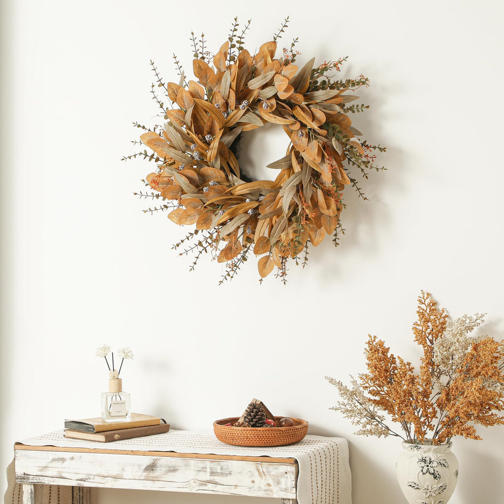 26'' Fall Wreath with Eucalyptus & Berries for Front Door Outdoor Decor