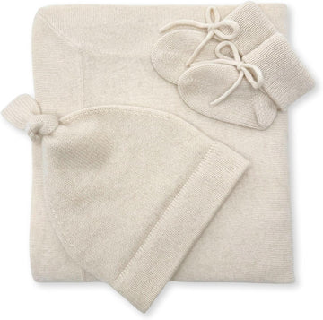 100% Cashmere Baby Blanket Gift Set Luxe Knit 0 Natural