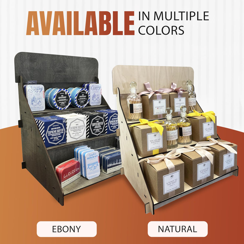 Wooden Portable Retail Table Display Stand Countertop 3 Step Riser Craft Shows, Farmers Markets Tradeshows...