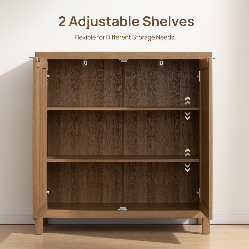 68" Rattan 4 Door Coffee Bar Cabinet