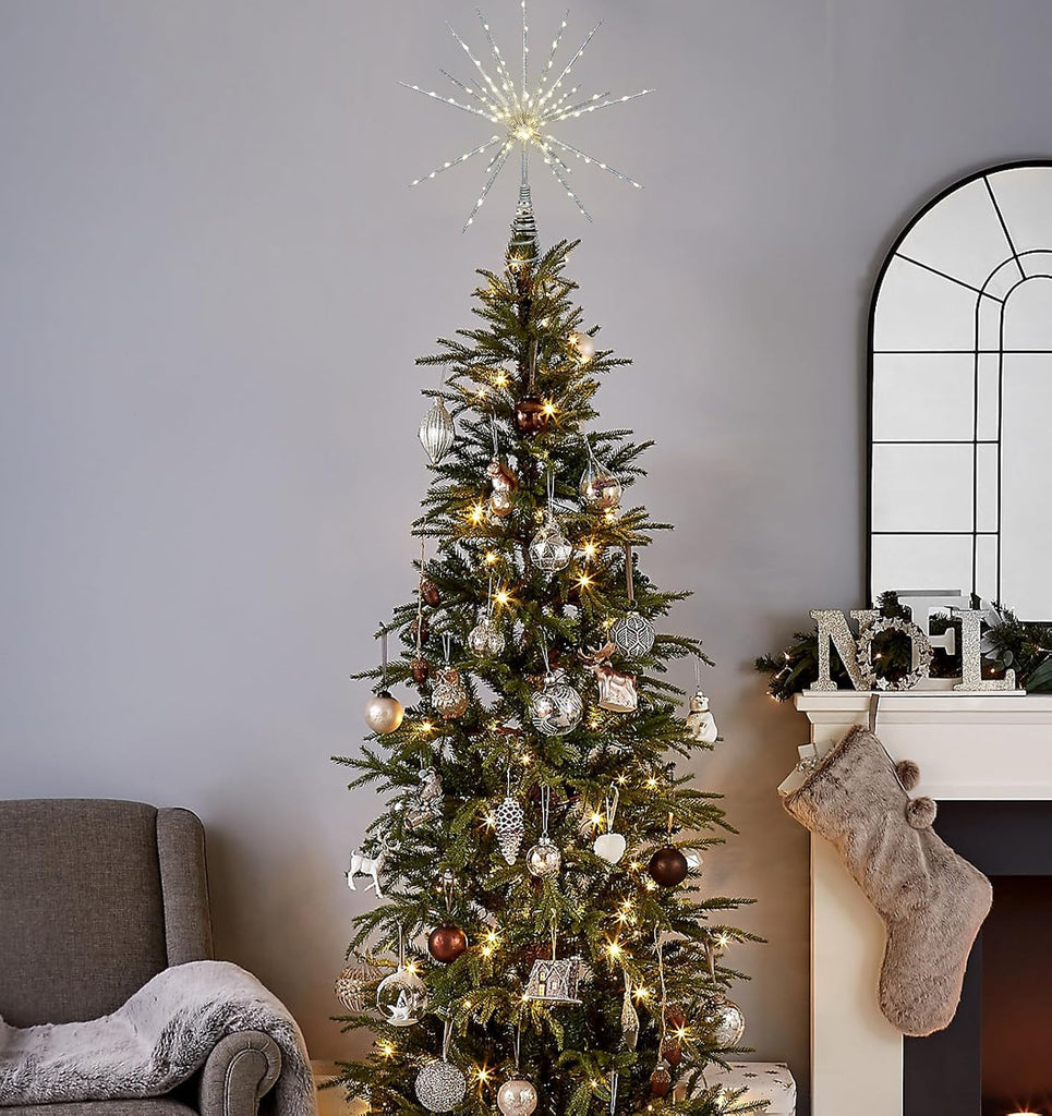 15-Inch Starburst Christmas Tree Topper with 150 LEDs & Remote, Silver