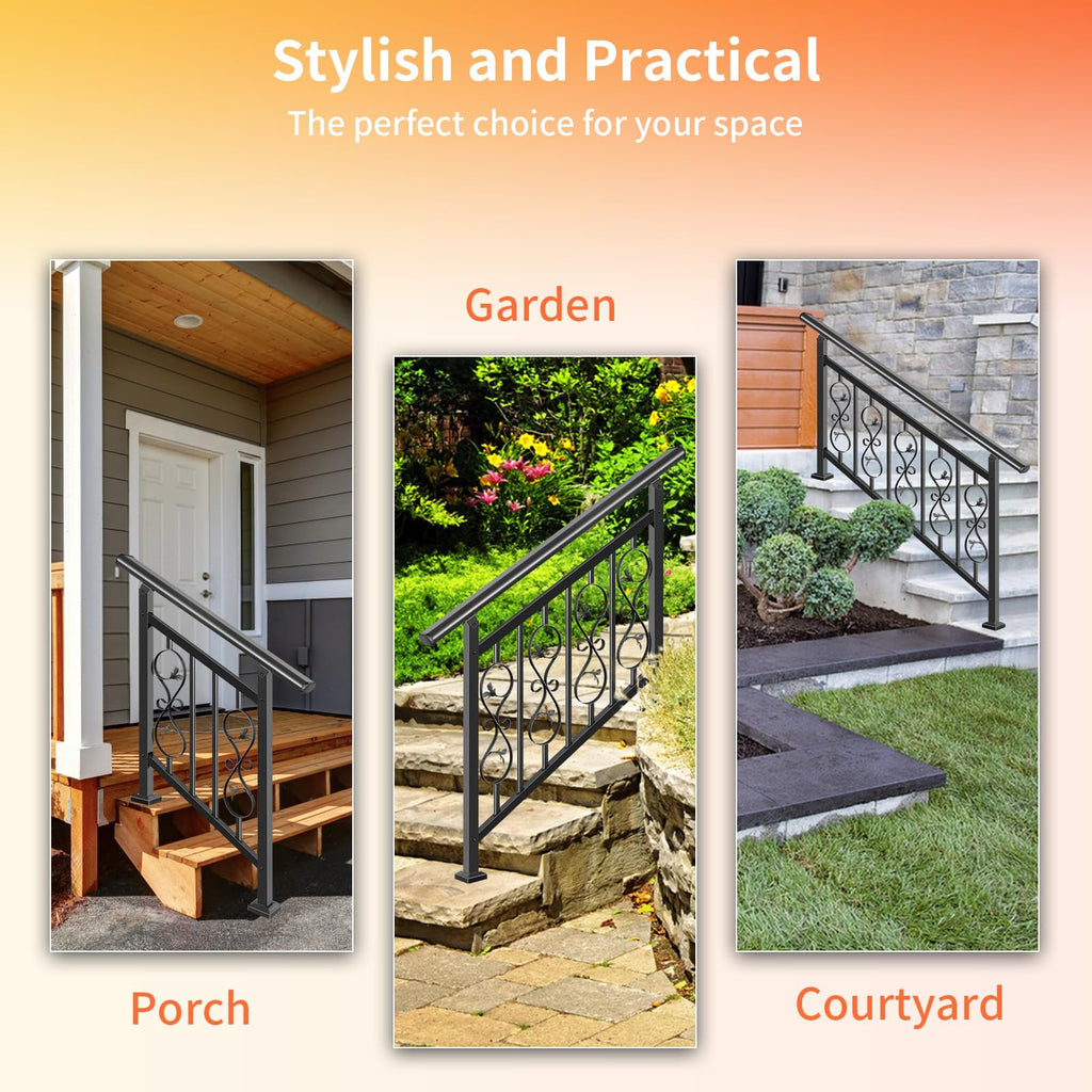 Unique Design 5 Step Hand Rails for Outdoor Steps, Adjustable