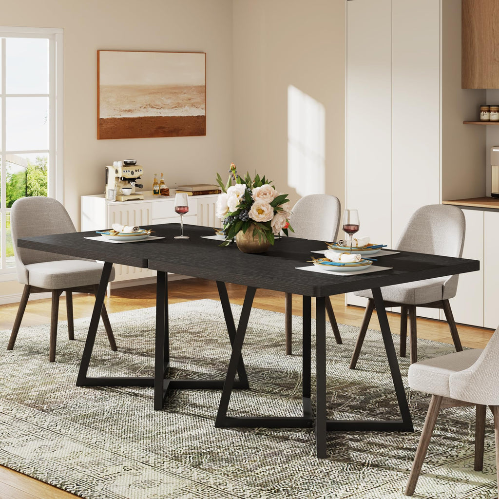 Square Dining Table for 2, 31.5" Industrial Dinner Table with Metal Base, Kitchen Table, Small Space, Apartment