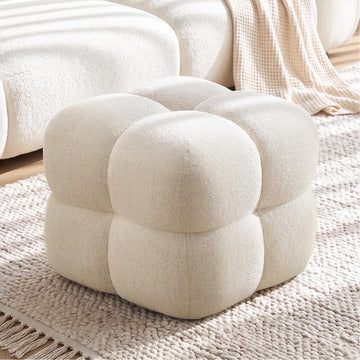 Square Pouf Ottoman Footstool, Modern Vanity Chair