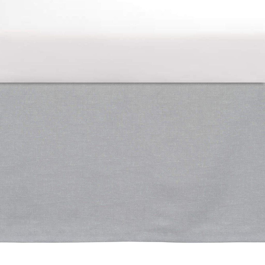 Baby Printed Linen Textured Solid Crib Skirt, Gray 52"L x 28"W + 16" Drop