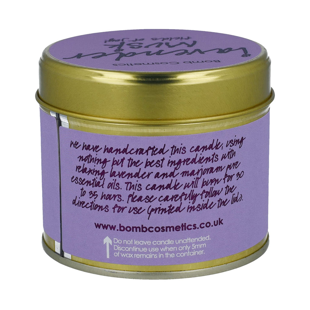 Lavender Musk Scented Tin ; Contains Pure Lavender & Marjoram Essential Oils; Vegan Friendly; 30-35 Hour Burn