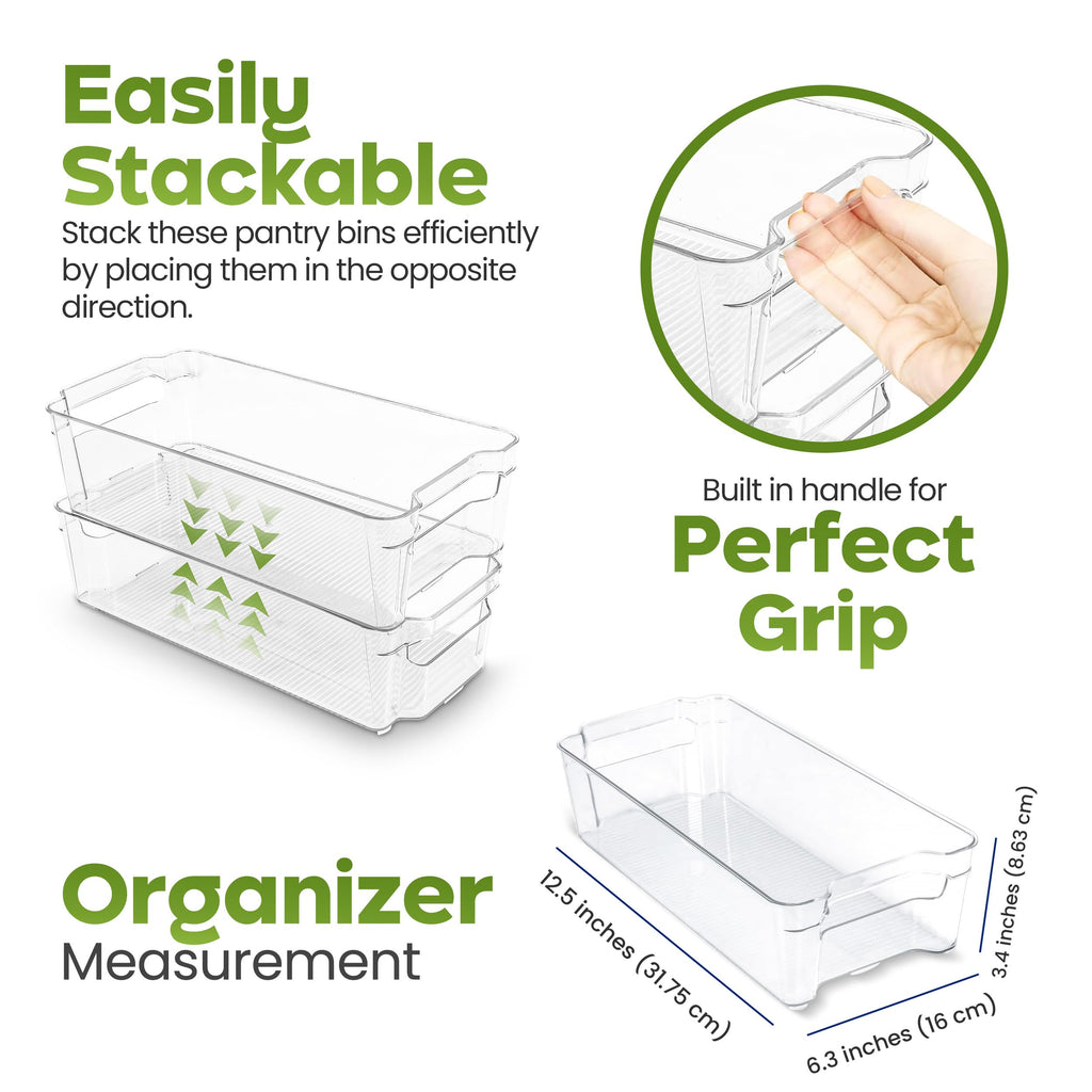 Plastic Stackable Storage Bins for Fridge, 8 Pack, Clear