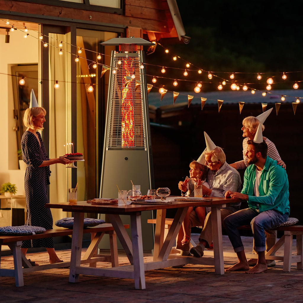 BTU Pyramid Patio Heater, Portable Outdoor Heater with Wheels