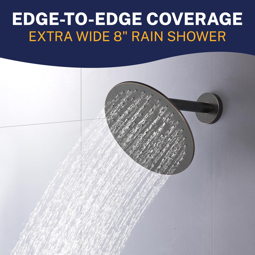 Metal Rain Shower Head Large 8 Inch High Pressure Rainfall