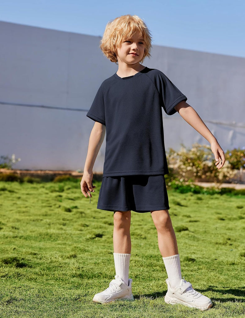Boys Loose Athletic Set Crew Neck T-Shirt & Mesh Short