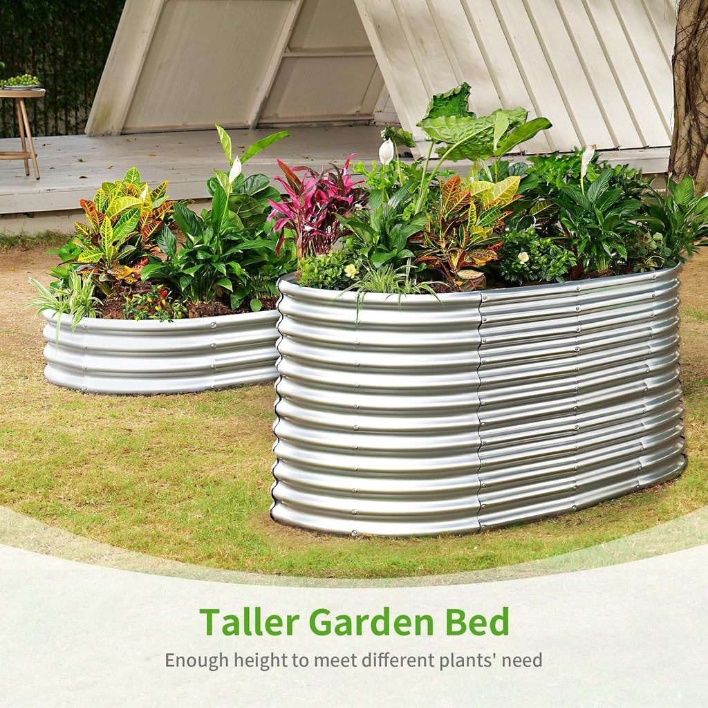 8x4x3ft Oval Galvanized Raised Garden Beds, Large-Capacity Metal Planter Box Outdoor, Durable Deep Raised Garden Bed