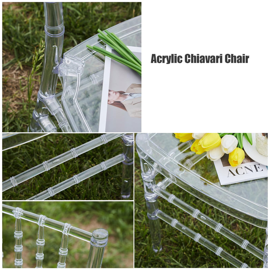 Clear Ballroom Chairs 2 Pack, Transparent Acrylic Plastic Chair