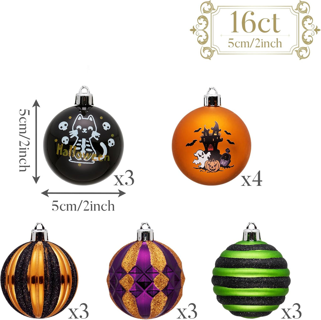Halloween Ornaments Tree Decorations Indoor 2 Inch - Set of 16