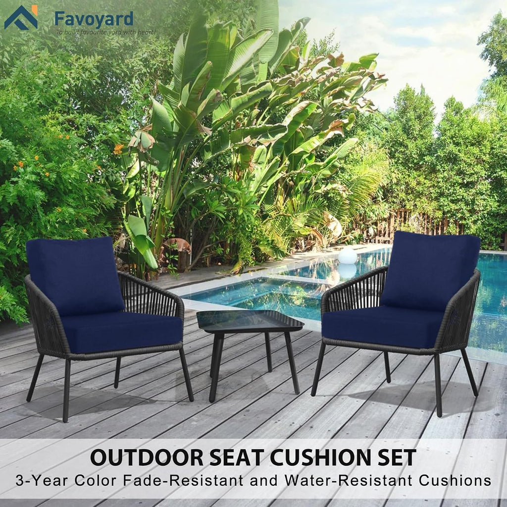 Deep Seat Patio Cushion Set, Blue, 22 x 22 inch | Waterproof Fadeness Cushion & Back for Outdoor Chair Couch