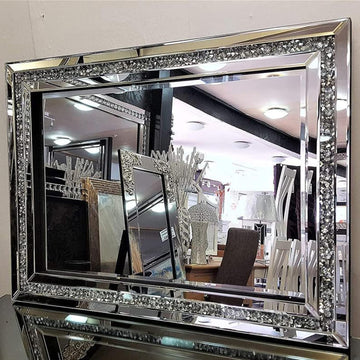 Decorative Wall Mirror, 32x24 Crushed Diamond Mirror