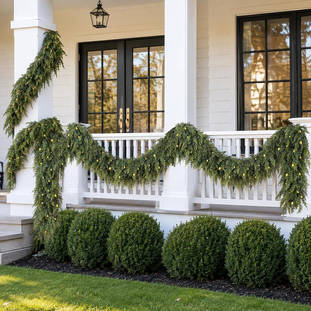 18FT Pre-Lit Christmas Garland, Realistic Artificial Cedar Garland, 1 Pc