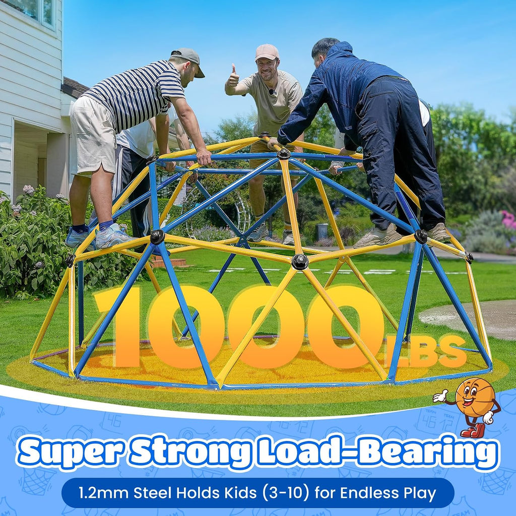 10FT Climbing Dome, Outdoor Jungle Gym for Kids with Climbing Grip - Geometric Dome Climber Outdoor Playset and Easy